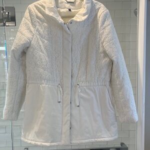 White House Black Market White Lace Puffer Jacket